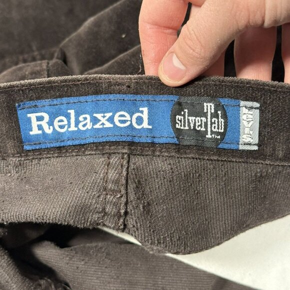 Y2K Levi's Silver Tab Velvet Corduroy Baggy Brown Pants - Picture 3 of 7